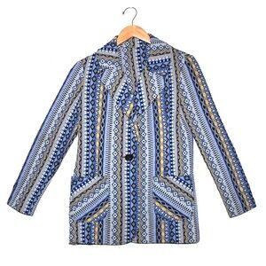 Bodin Knits Vintage 70's Handmade Knit Blazer Geometric Single Button Jacket